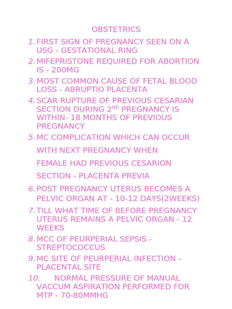 Key Obstetrics Insights and Guidelines | PDF | Pregnancy | Childbirth