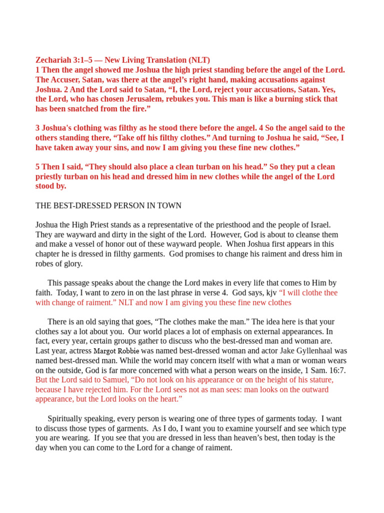 Joshua's Transformation: From Filthy to Fine | PDF | Salvation | Jesus