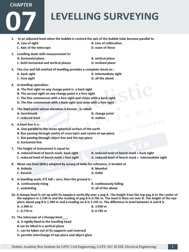 GPSC Civil Engineering Levelling Guide | PDF | Horizon