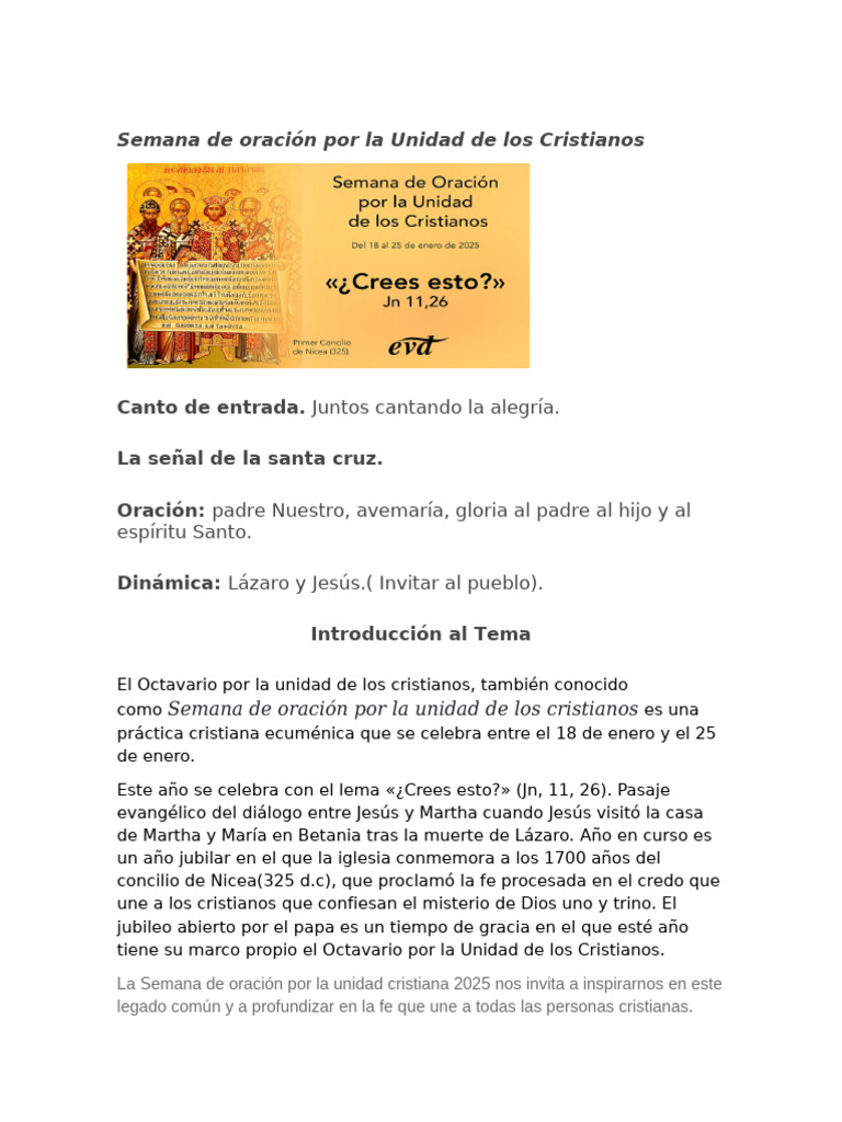 Semana de Oración por la Unidad Cristiana | PDF | Jesús | Ecumenismo