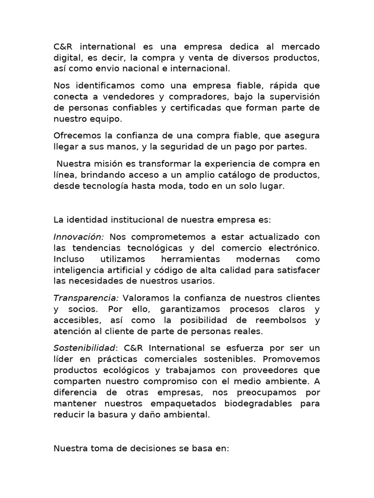C&R International: Comercio Digital Sostenible | PDF | Comercio ...