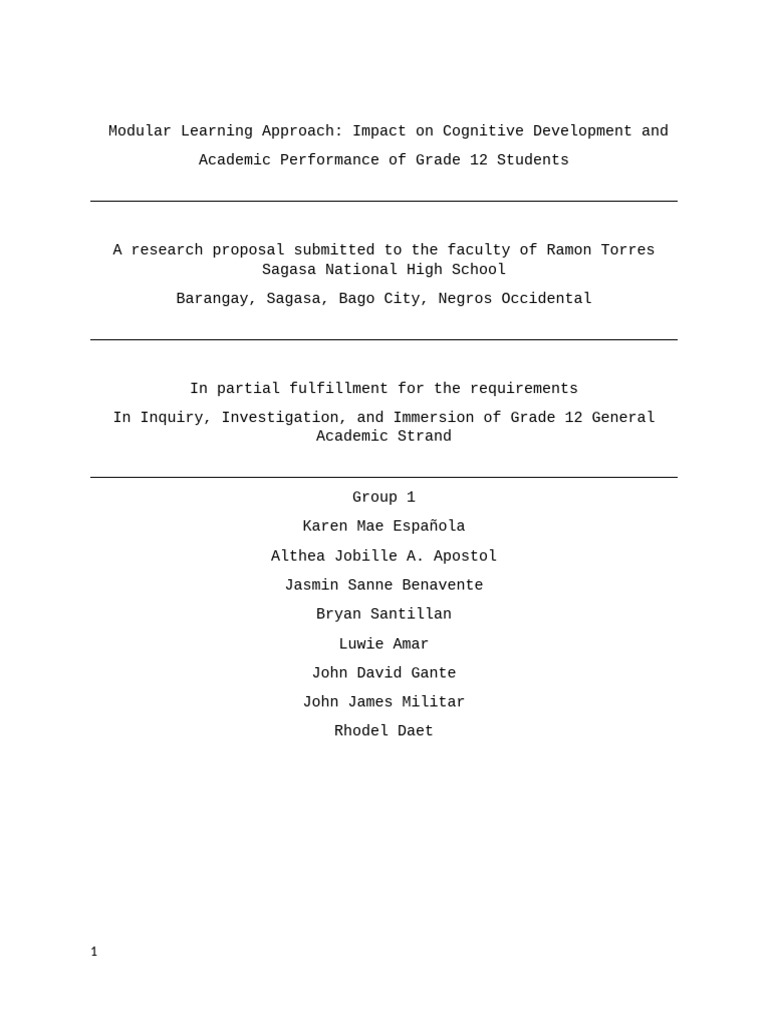 Modular Learning Approach Impact On Cognitive and Academic Performance ...
