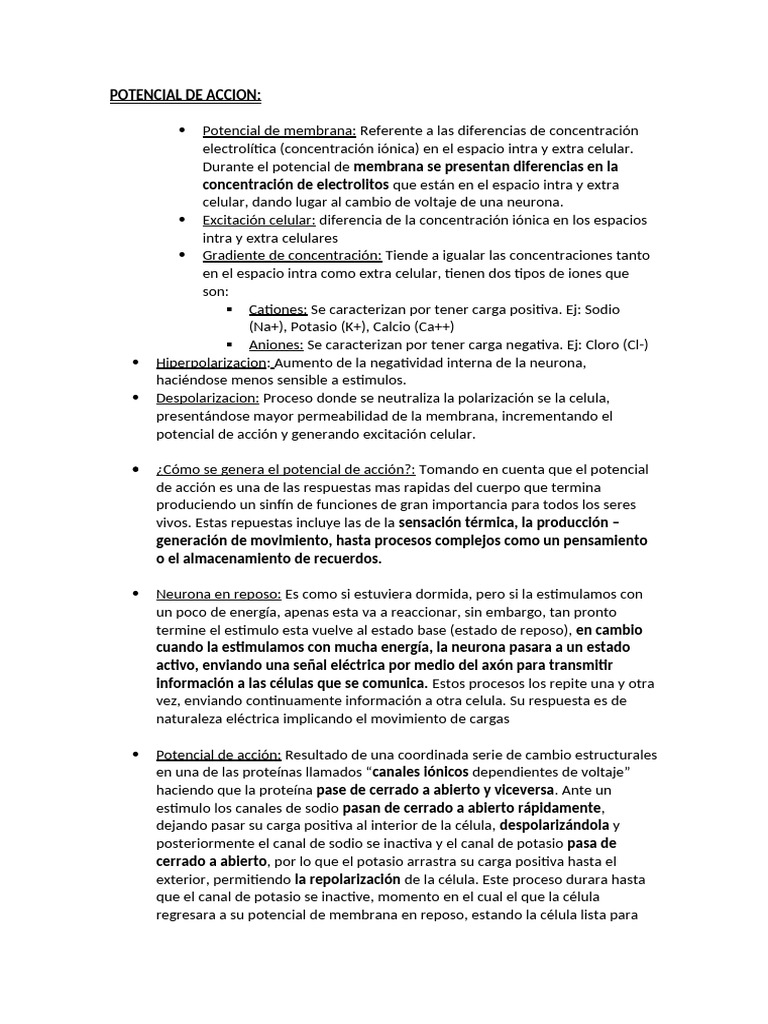 POTENCIAL DE ACCION 2 | PDF | Potencial de acción | Neurona