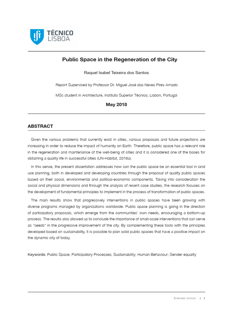 Public Space's Role in Urban Regeneration | PDF | Sustainability | Space