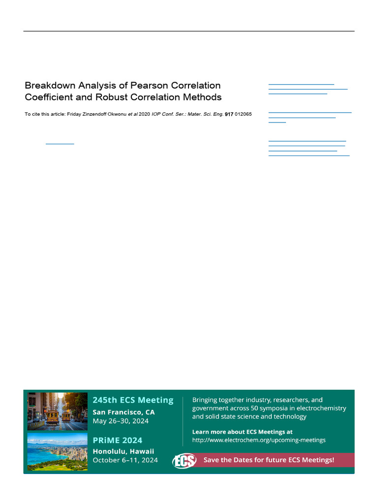 Robust Analysis of Pearson Correlation | PDF | Robust Statistics ...