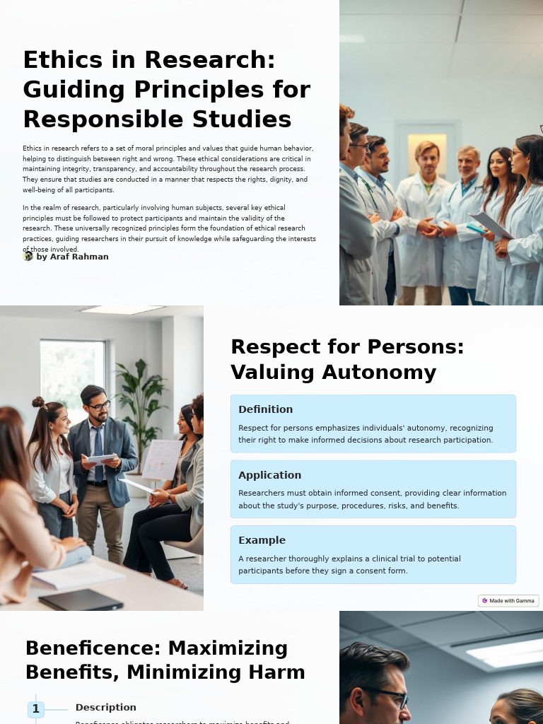 Ethics in Research Guiding Principles For Responsible Studies | PDF