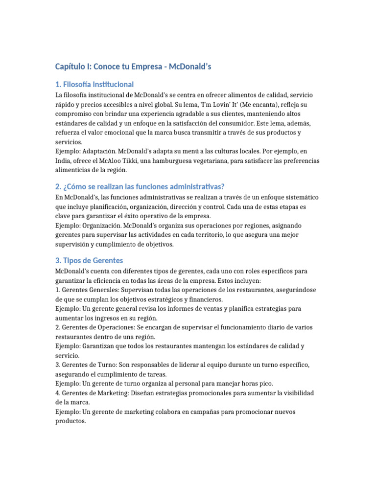 Filosofía y Gestión en McDonald’s | PDF | Mc Donald's | Calidad (comercial)