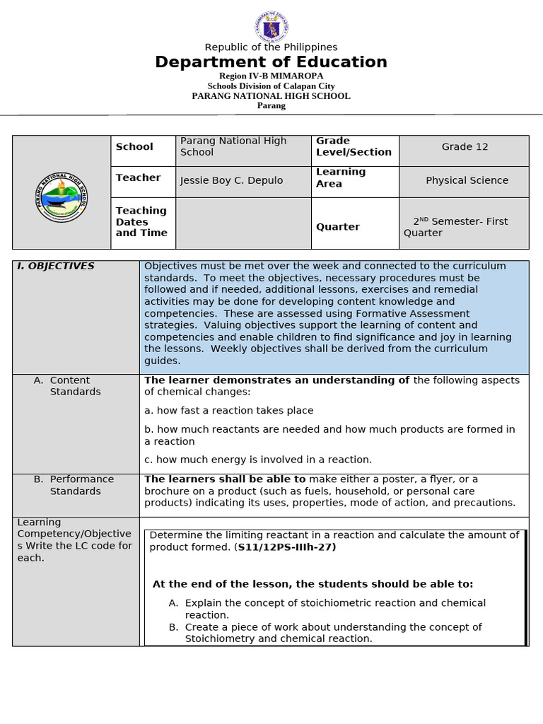 PHYSICAL SCIENCE MONDAY | PDF | Stoichiometry | Chemistry