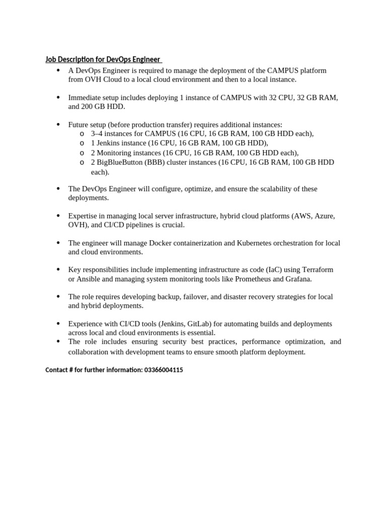 DevOps Engineer Job Description | PDF