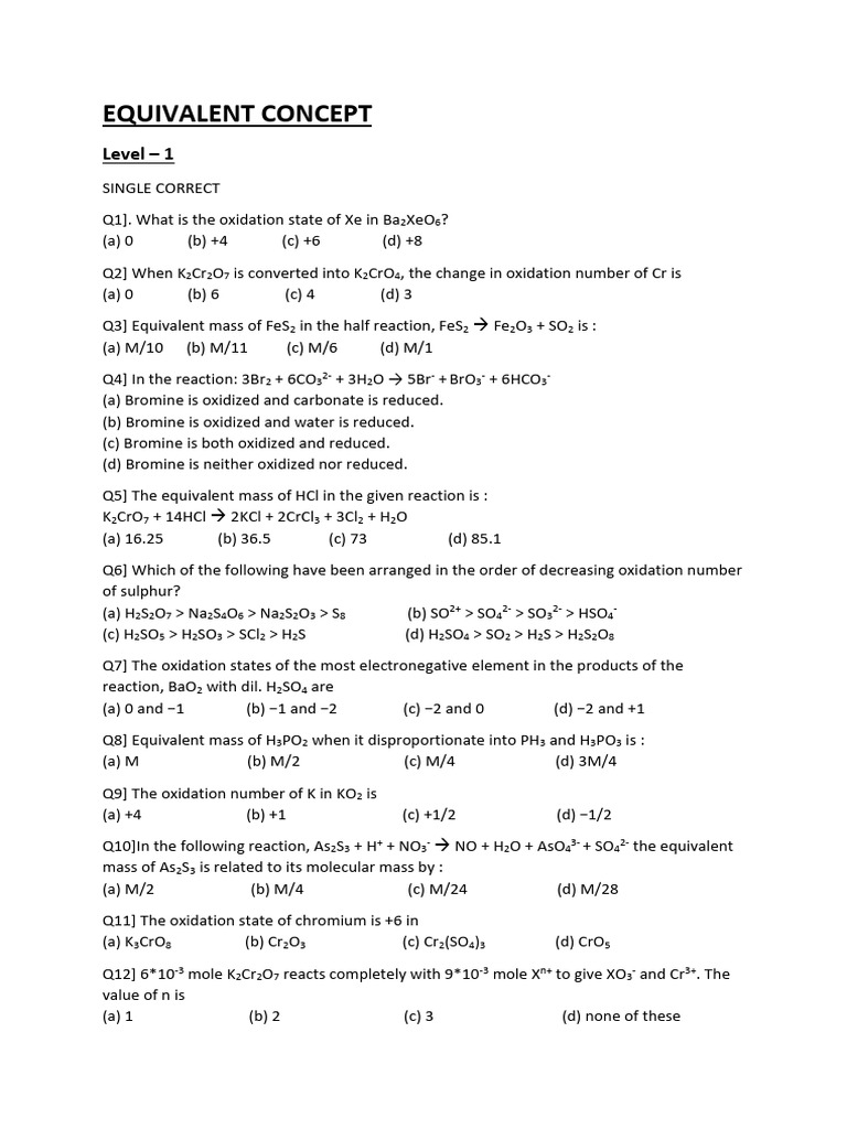 Equivalent Mass Calculations in Reactions | PDF | Chemistry | Titration