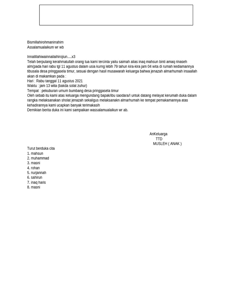 Berita Duka: Kematian Saimah | PDF