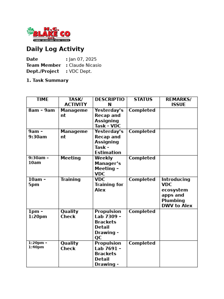 DAILY TASK - CLAUDE (JAN 07, 2025) | PDF