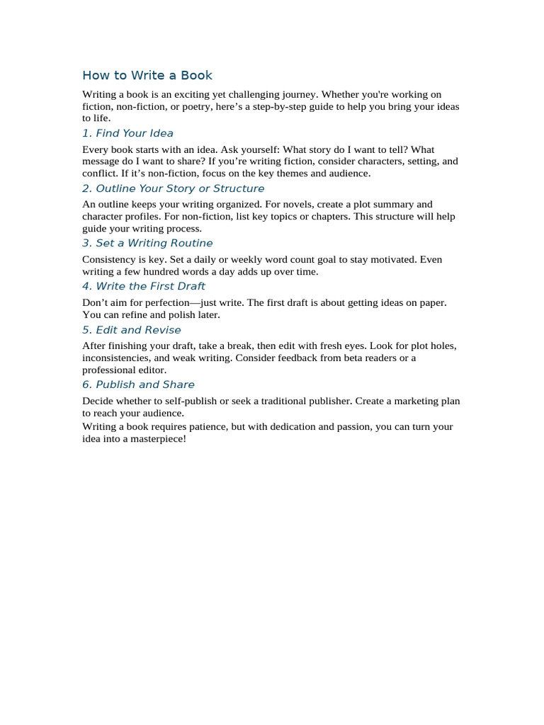 Guide to Writing Your Book | PDF