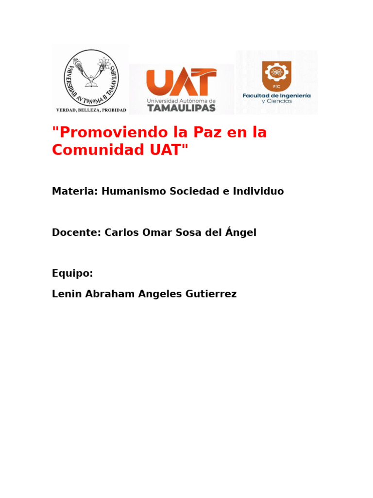 Promoviendo La Paz en La Comunidad de La Uat | PDF | Paz | Violencia
