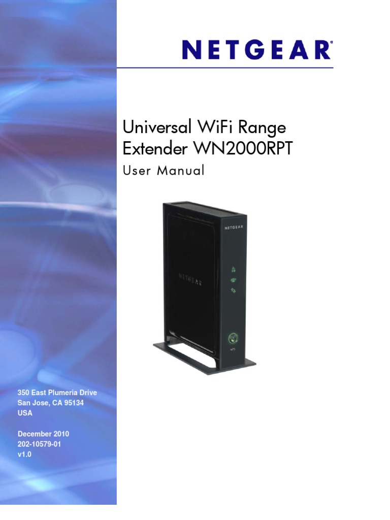 Netgear WN2000RPT Range Extender Manual | Wireless Lan | Ip Address