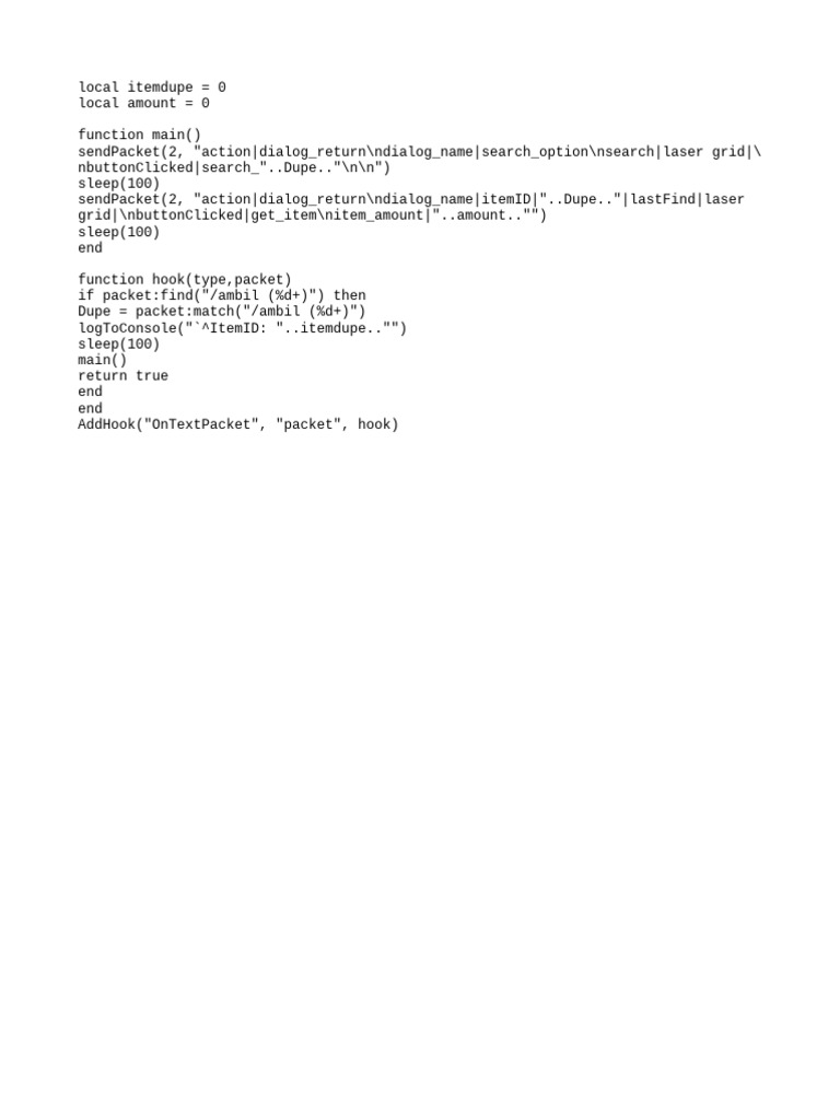 Lua Script for Item Duplication | PDF