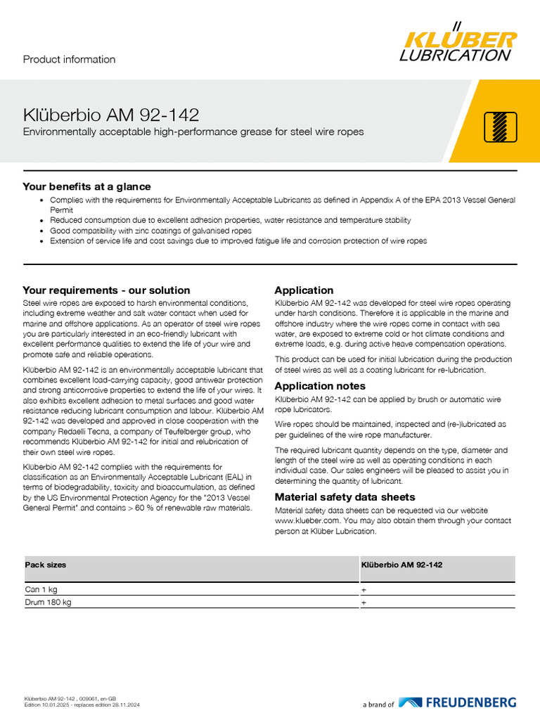 Klueberbio AM 92-142 009061 PI GB en | PDF | Lubricant | Wire