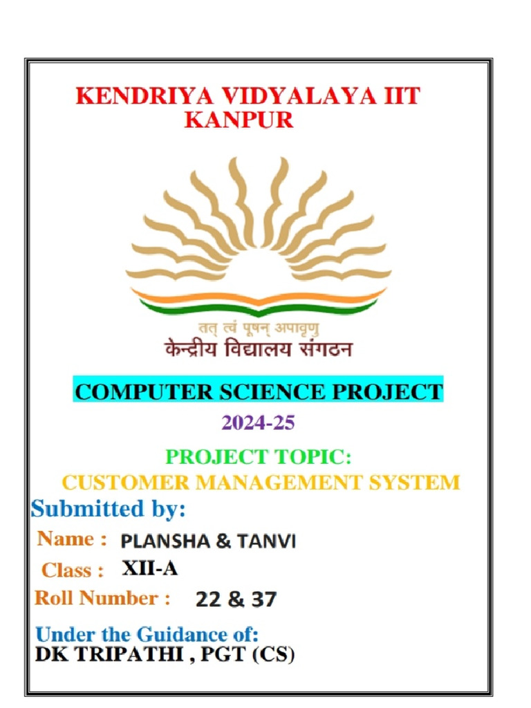 Customer Management System Project Report | PDF | Databases | My Sql
