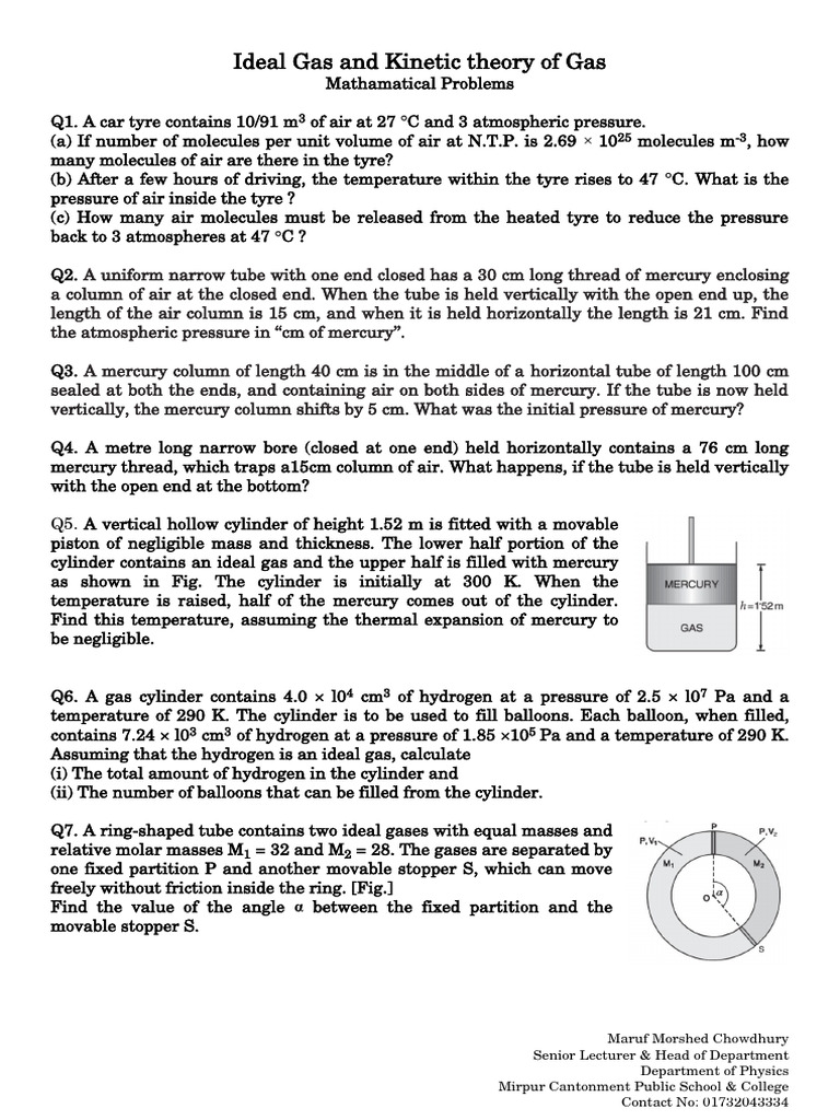 Vertical Cylinder Gas Dynamics Analysis | PDF | Gases | Pressure