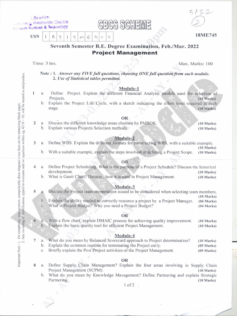 @vtucode - in 18ME745 Previous Year Paper | PDF
