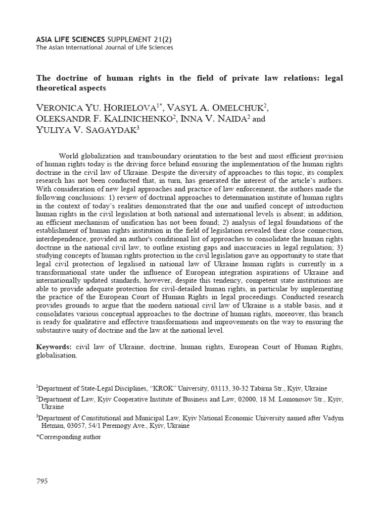 Human Rights Doctrine in Ukraine's Civil Law | PDF | Human Rights ...