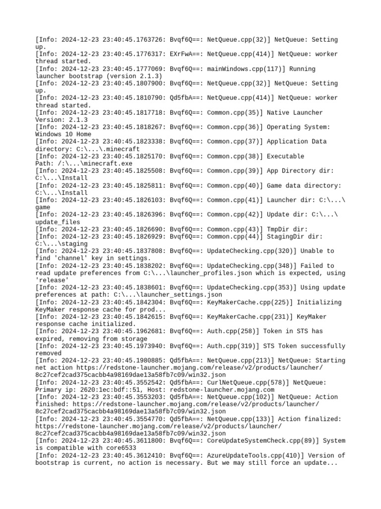 Minecraft Launcher Initialization Log | PDF | Operating System ...