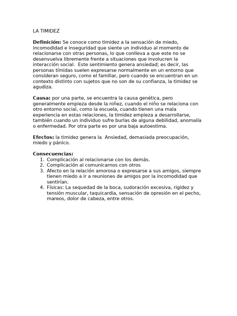 La Timidez | PDF | Timidez | Ansiedad