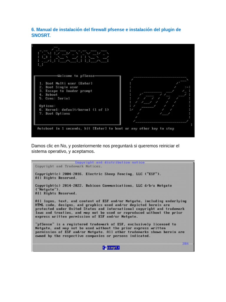 6 - Manual Instalacion de Firewall Pfsense Plugin Snosrt | PDF ...