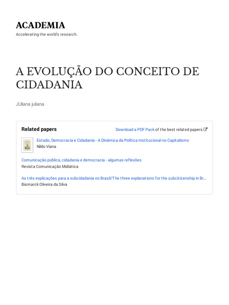 Evolução do Conceito de Cidadania | PDF | Cidadania | Burguesia
