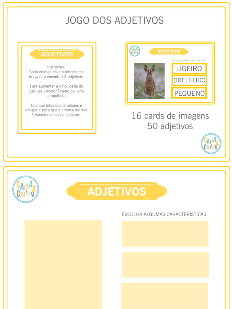 Jogo dos Adjetivos para Crianças | PDF