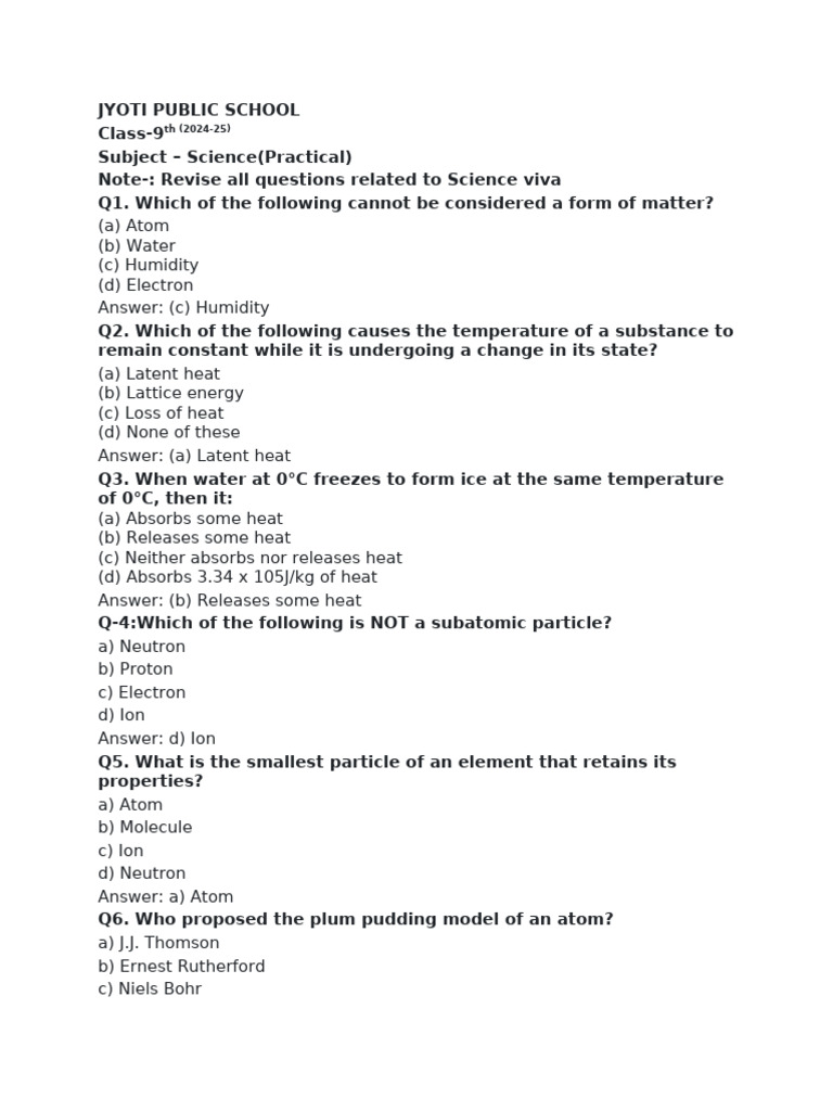 Class 9 Science Practical Questions | PDF | Force | Gravity