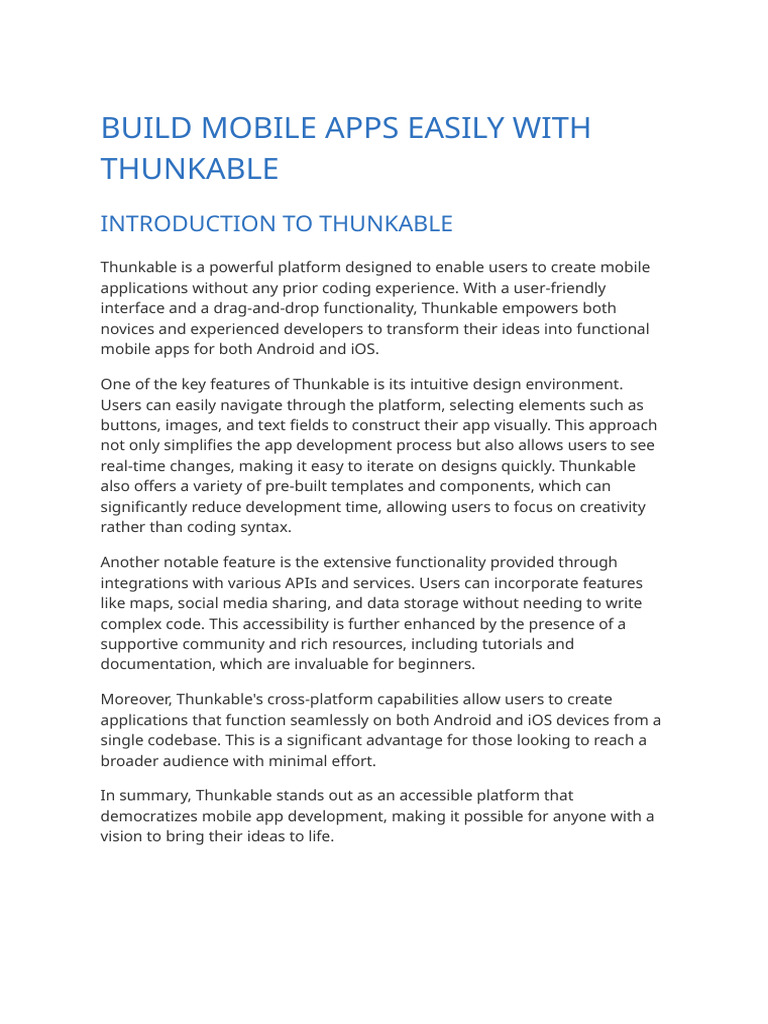 Build Mobile Apps with Thunkable | PDF | Mobile App | Google Play