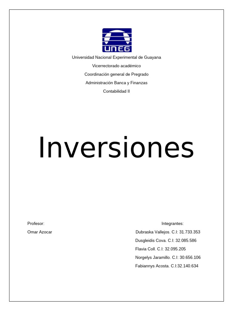 Tipos y Características de Inversiones | PDF | Compartir (Finanzas ...