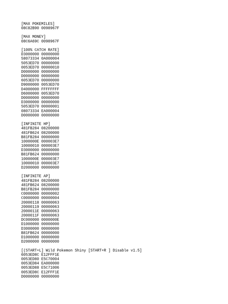 Pokémon Cheat Codes Guide | PDF