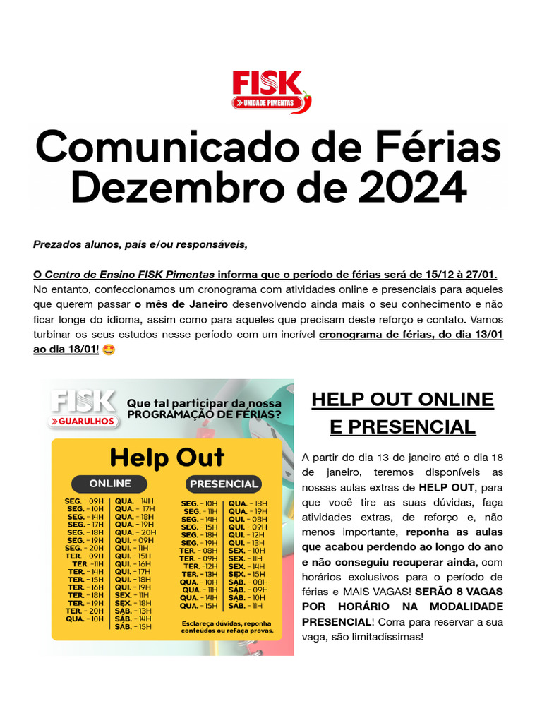 Atividades de Férias FISK Pimentas 2023 | PDF | Língua inglesa