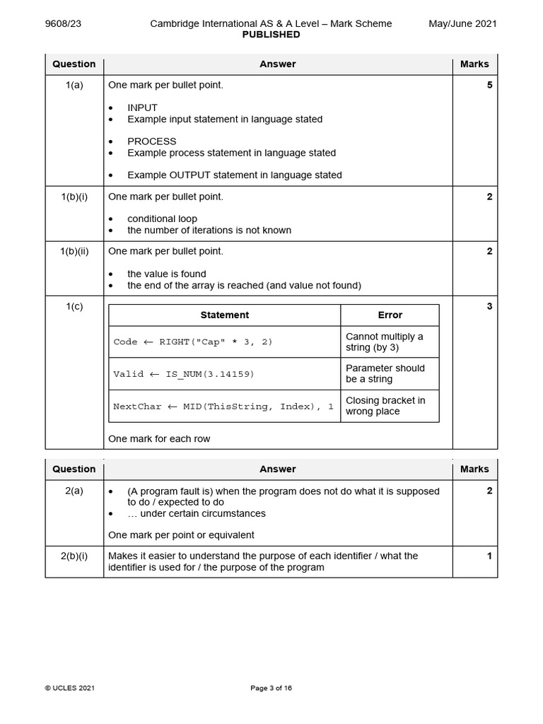 Cambridge AS & A Level Mark Scheme | PDF | String (Computer Science ...