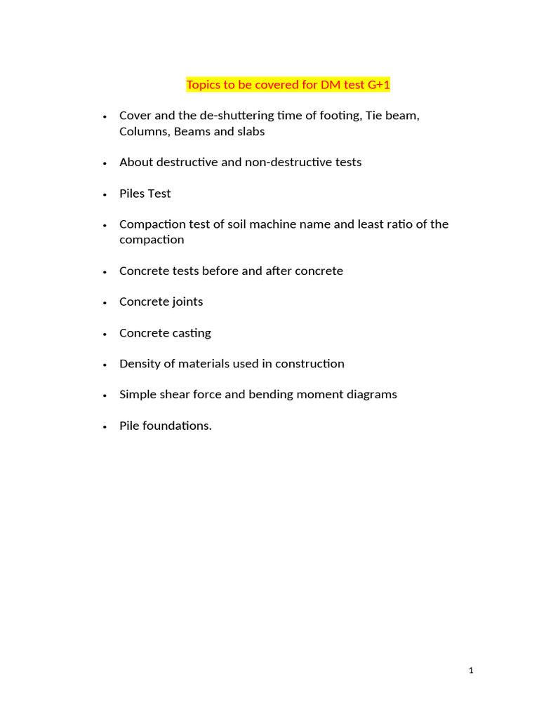 DM Test Topics for Concrete Structures | PDF | Beam (Structure ...