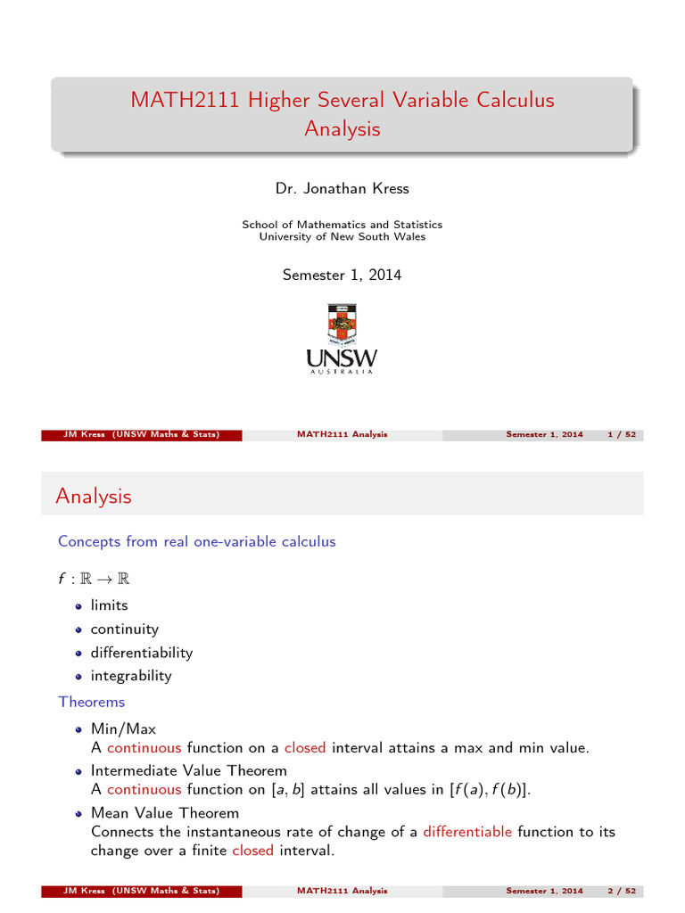 Math2111 02 Analysis 2up | PDF | Mathematical Analysis | Functions And ...