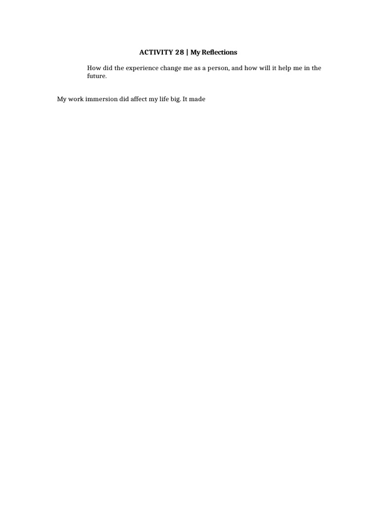ACTIVITY 28 My Reflections | PDF