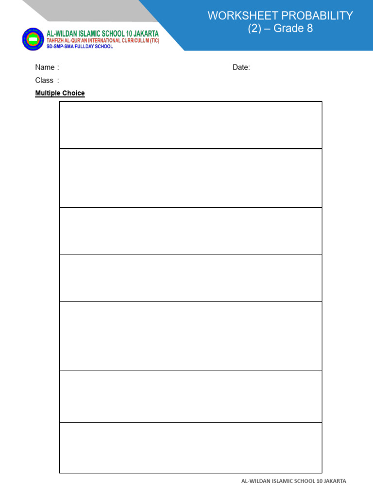 Grade 8 Probability Worksheet | PDF