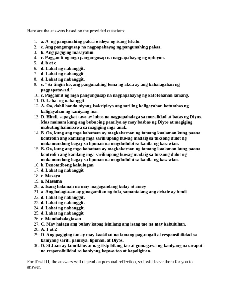 Here Are The Answers Based On The Provided Questions | PDF