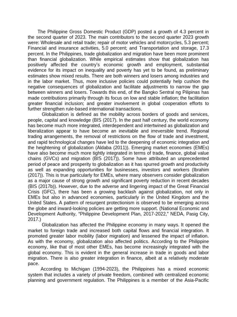 Philippine GDP Growth and Globalization Impact | PDF | Globalization ...