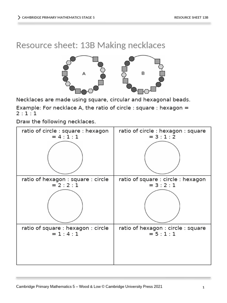 Necklace Ratios for Stage 5 Math | PDF