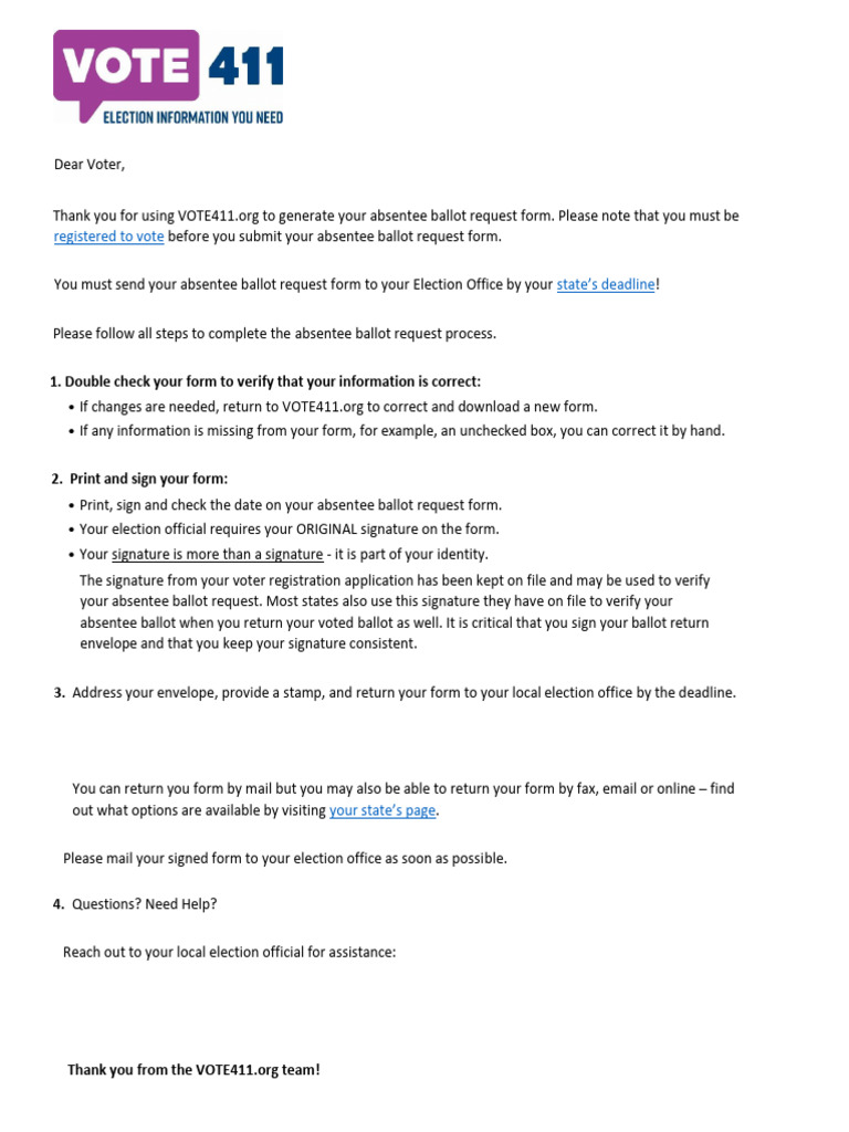 AR Primary Absentee Ballot Request 2024 | PDF | Absentee Ballot ...