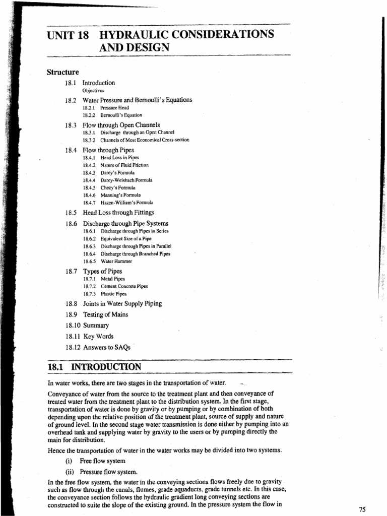 Hydraulic Design and Water Flow Principles | PDF | Pressure | Pipe ...