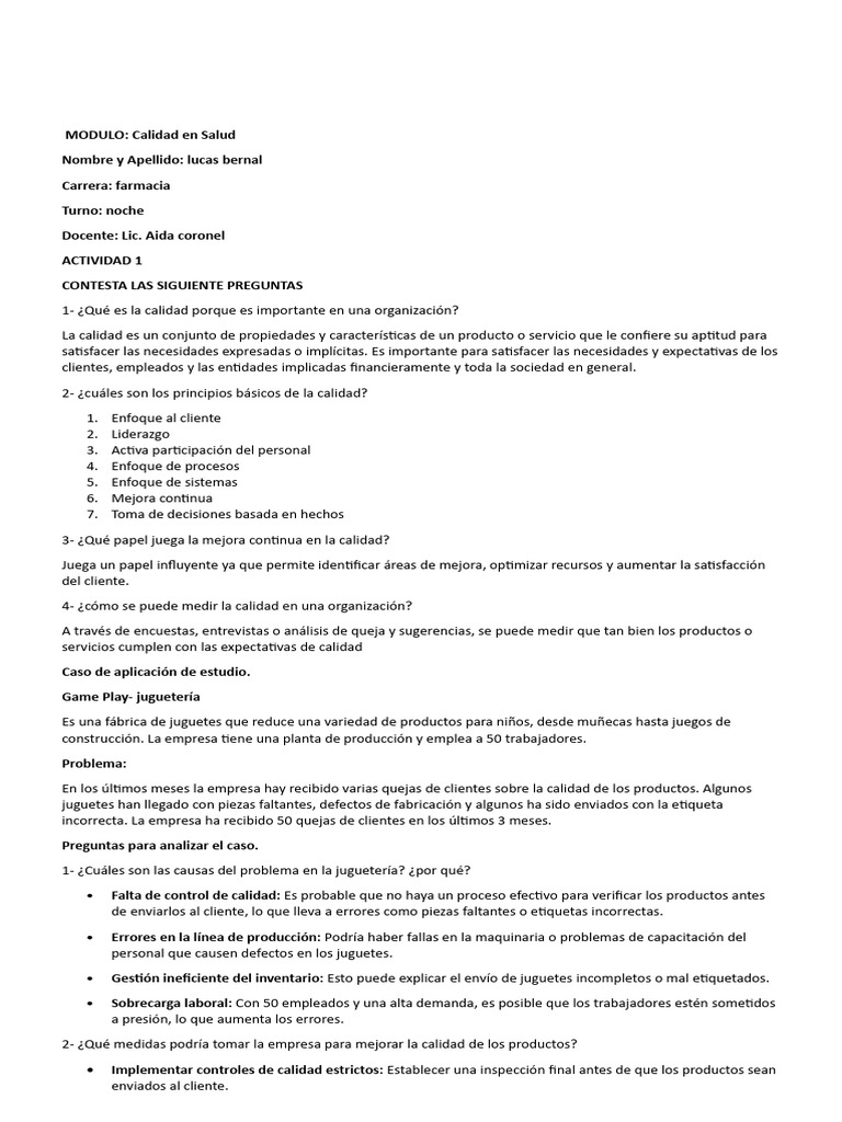 Mejora de Calidad en Juguetería: Estrategias | PDF | Calidad (comercial ...
