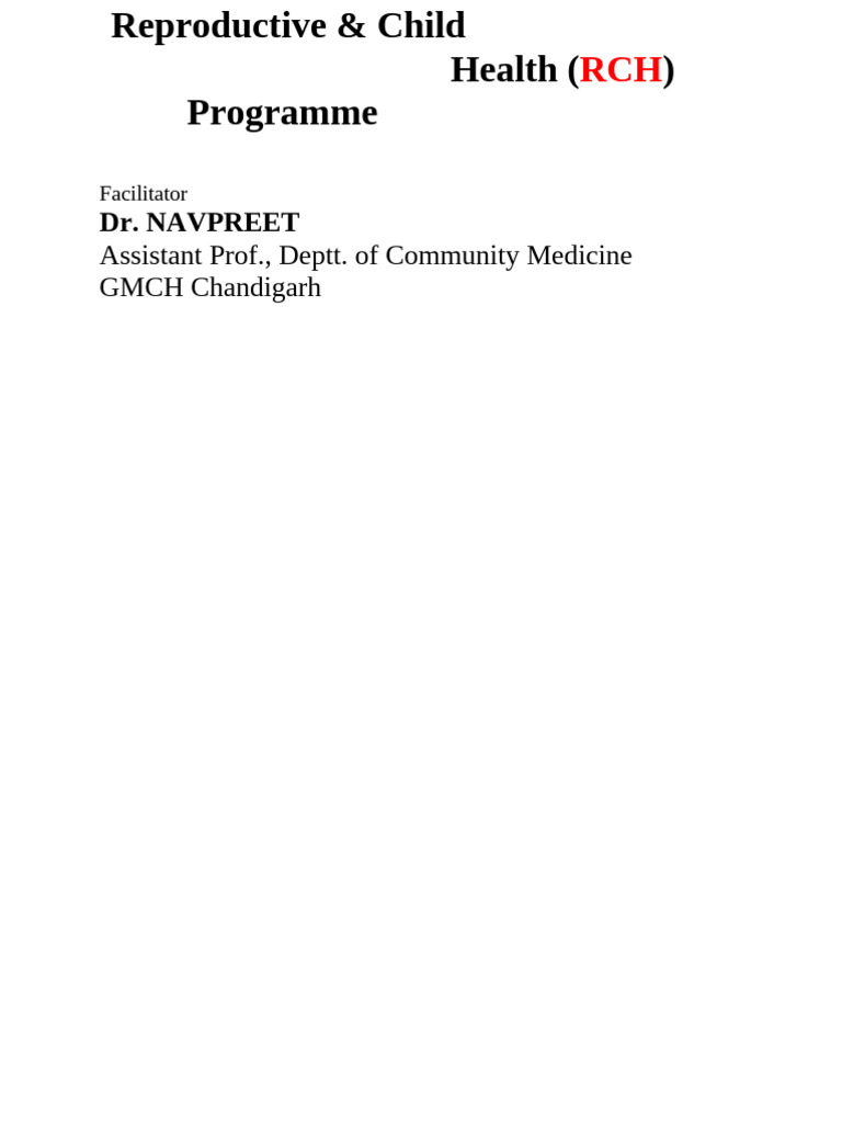 RCH Programme Overview and Goals | PDF | Family Planning | Mother