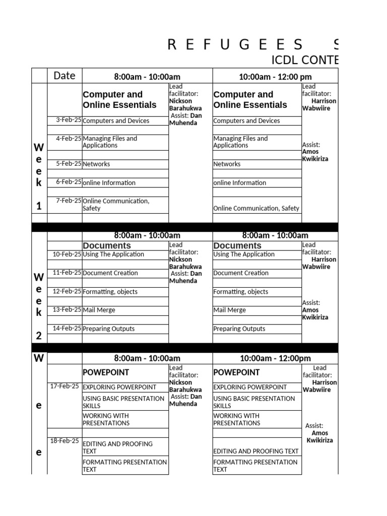 Refugees - Skilling-Tme Table | PDF | Microsoft Excel | Spreadsheet
