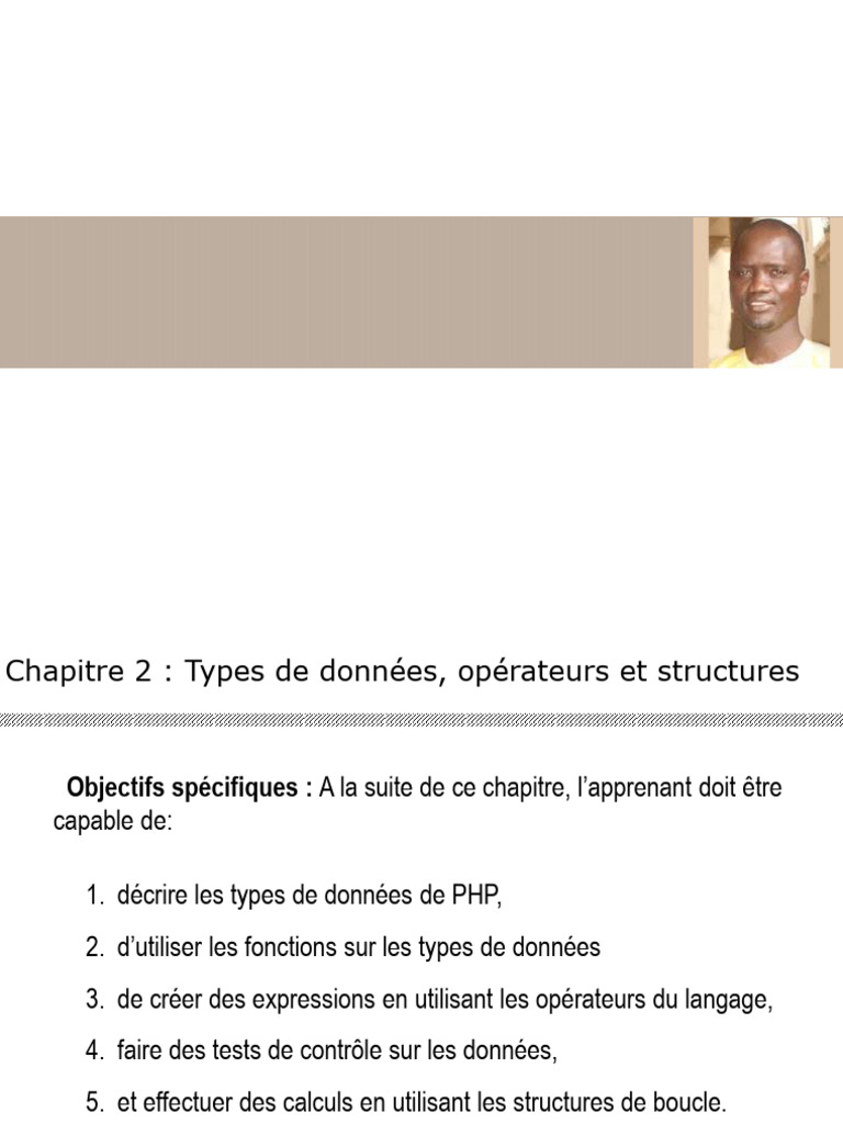 Types de données et opérateurs en PHP | PDF | Structure de contrôle ...