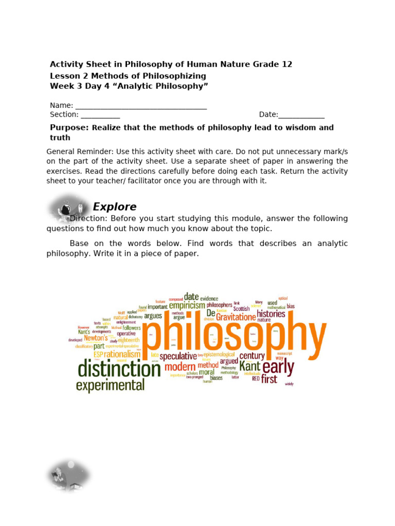 Activity Sheet in Philosophy of Human Nature Grade 14 | PDF ...